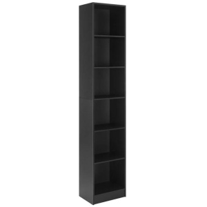 Keto Modern 6-Tier Wooden Bookcase Display Shelf Narrow - Black
