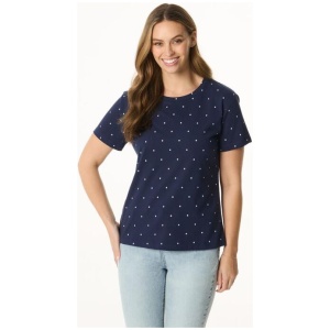 Khoko Collection Woman's Crew Neck Cotton Spot Print Tee