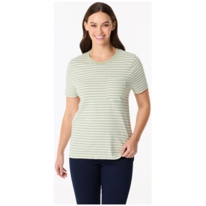 Khoko Collection Women's Short Sleeve Stripe Slub Tee