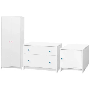 Kids Bedroom Furniture Cupboard Storage Wardobe Set Package - White