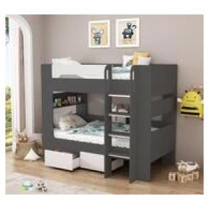 Kids Boe Single Bunk Bed With Shelves And Drawers Grey