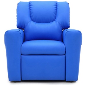 Kids Light Blue Recliner Chair w/ Footrest & Cup Holder