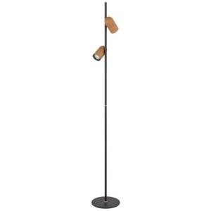 Kindle Modern Standing Floor Lamp Light Foot Switch Aluminium Metal Black Wood Wood Tones Sand