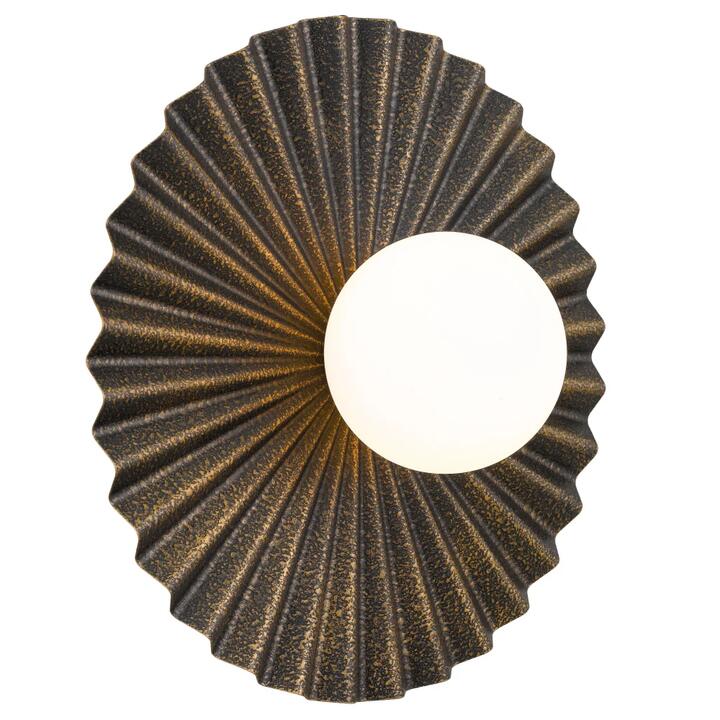 Kinso Industrial Wall Lamp Light Metal Glass Antique Gold Opal Matt Textured