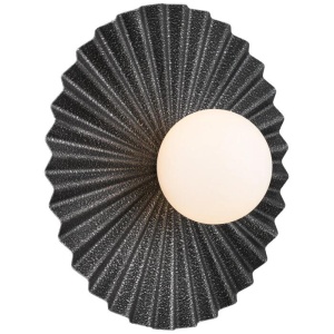 Kinso Industrial Wall Lamp Light Metal Glass Antique Silver Opal Matt Textured