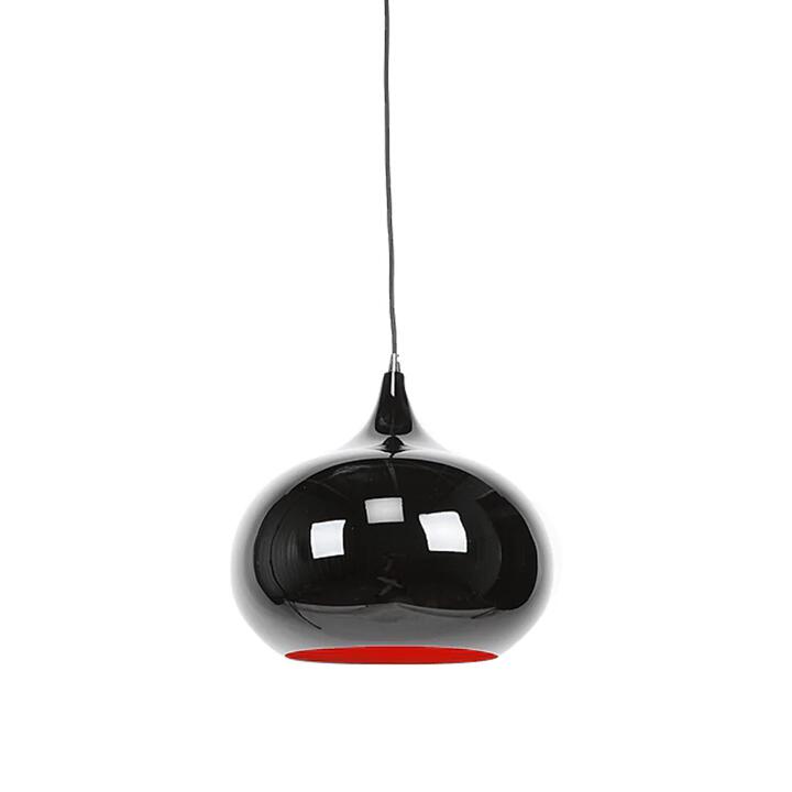 Kirby Inverted Bowl Metal Cord Drop Pendant Light Lamp - Black & Luminous Red Inside