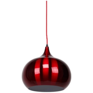 Kirby Inverted Bowl Metal Cord Drop Pendant Light Lamp - Wine Red