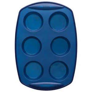 Kolori Silicone 6 Cup Muffin Tray Navy Size 30X21cm in Blue by Scullery