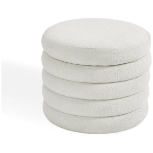 Kylie Modern Faux Shepperd Fur Ottoman Foot Stool - White