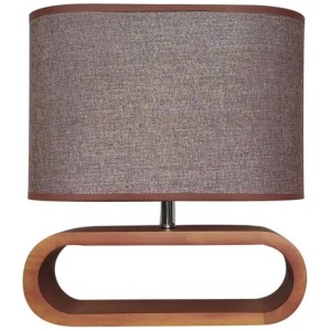 LOTUS Table Lamp ES Brown Cloth Oval OD100mm with Dark Wood