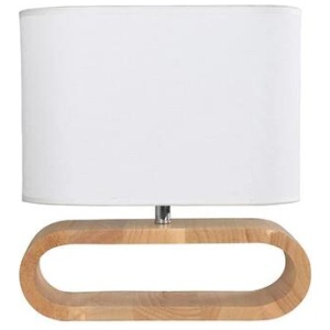 LOTUS Table Lamp ES White Cloth Oval OD100mm with Blonde Wood