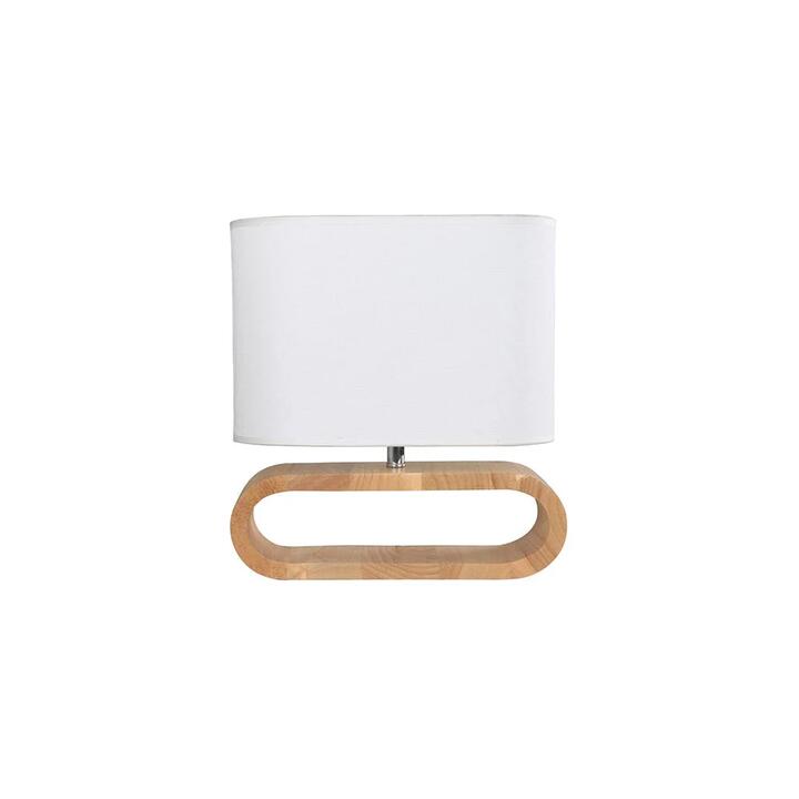 LOTUS Table Lamp ES White Cloth Oval OD100mm with Blonde Wood