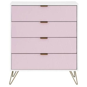 Lanark Collection Chest of 4-Drawers Tallboy Storage Cabinet Pink
