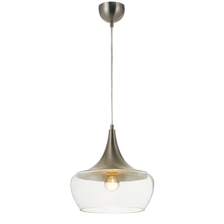 Landy Vintage Pendant Hanging Lamp Light Glass Clear Nickel
