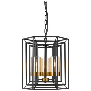Lane Modern Pendant Hanging Lamp Light Glass Metal Antique Brass Black Amber