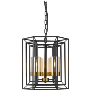 Lane Modern Pendant Hanging Lamp Light Glass Metal Antique Brass Black Amber