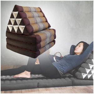 Large Thai Triangle Pillow THREE FOLDS Brown
