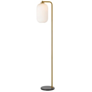 Lark Modern Standing Floor Lamp Light Foot Switch Marble Glass Metal Black Opal Matt Antique Gold