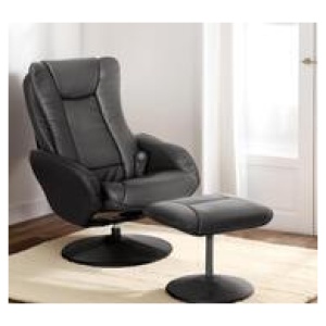 Lazrin Recliner Armchair With Ottoman Black
