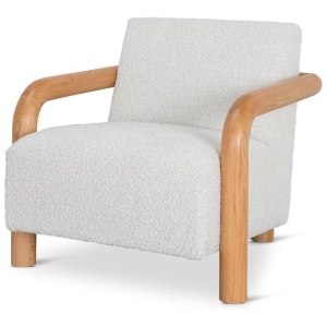 Lazycave Oak Armchair - Off White Boucle by Interior Secrets - AfterPay Available