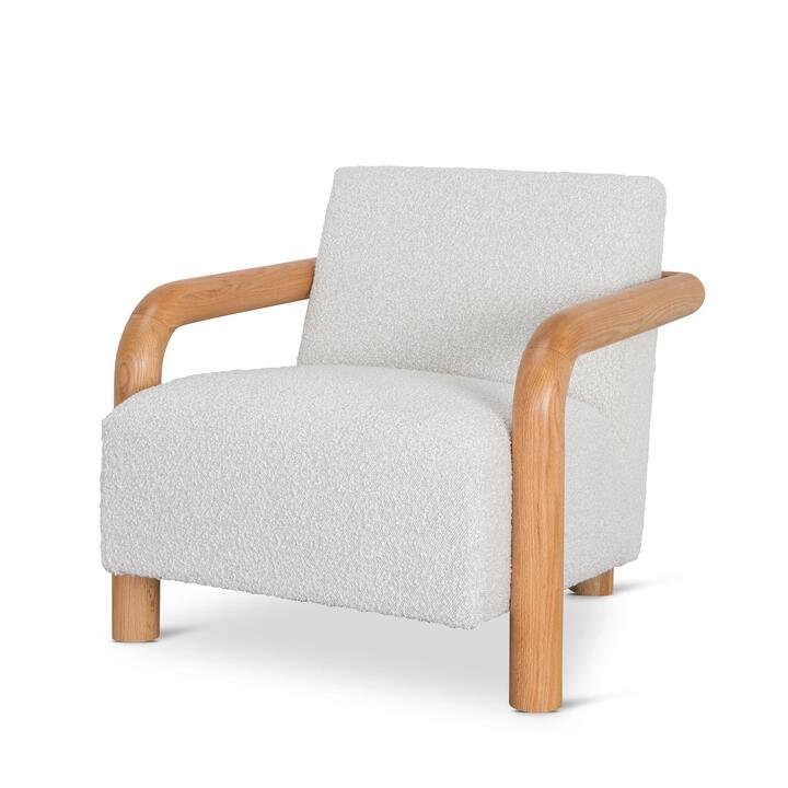 Lazycave Oak Armchair - Off White Boucle by Interior Secrets - AfterPay Available