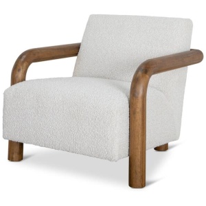 Lazycave Walnut Armchair - Off White Boucle by Interior Secrets - AfterPay Available