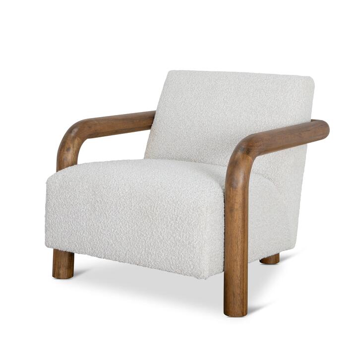 Lazycave Walnut Armchair - Off White Boucle by Interior Secrets - AfterPay Available