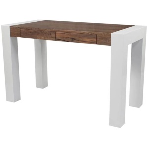 Leah Study Office Desk 1.4m - Antique Oak / High Gloss White