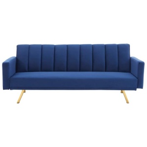Lena Modern 3-Seater Velvet Fabric Sofa Bed - Navy