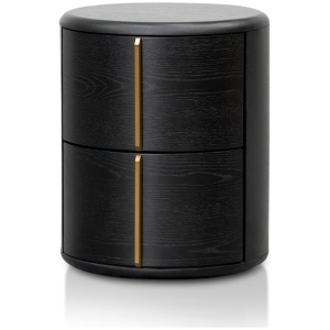 Leonard 46cm Round Bedside Table - Black by Interior Secrets - AfterPay Available