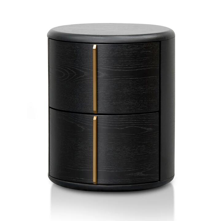 Leonard 46cm Round Bedside Table - Black by Interior Secrets - AfterPay Available
