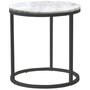 Leonardo Natural Round Marble End Lamp Side Table - White/Black