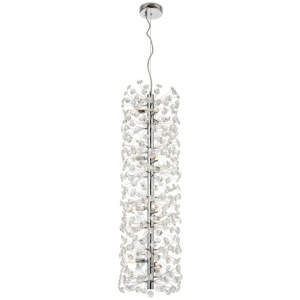 Lerida Modern Pendant Hanging Lamp Light Metal Crystal Chrome Clear Gloss