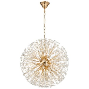 Lerida Modern Pendant Hanging Lamp Light Metal Crystal Gold Clear Gloss