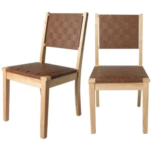 Levede 2x Dining Chairs PU Woven Leather Kitchen Chair Lounge Midcentury Modern