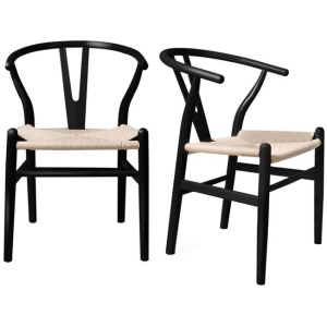 Levede 2x Dining Chairs Wooden Hans Wegner Chair Wishbone Chair Cafe Lounge Seat