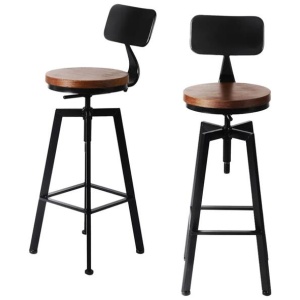 Levede 4x Industrial Bar Stools Chairs Kitchen Stool Wooden Barstools Swivel