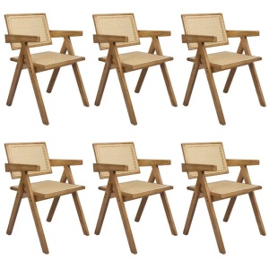 Levede 6x Dining Chair Solid Wood Rattan