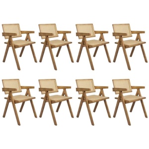 Levede 8x Dining Chair Solid Wood Rattan