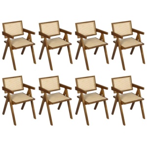 Levede 8x Walnut Wicker Armchair Dining Chair