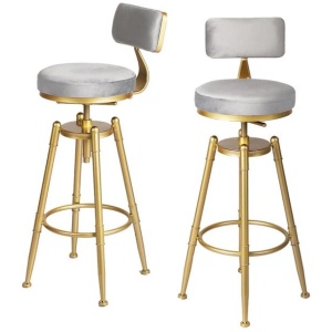 Levede Bar Stools Kitchen Stool Chair Swivel Barstools Velvet Padded Seat Grey