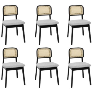 Levede Dining Chair Wood Rattan Armless Black x6