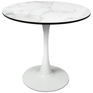 Levede Dining Table Kitchen Swivel Marble Tulip Outdoor Round Metal White