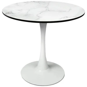 Levede Dining Table Kitchen Swivel Marble Tulip Outdoor Round Metal White