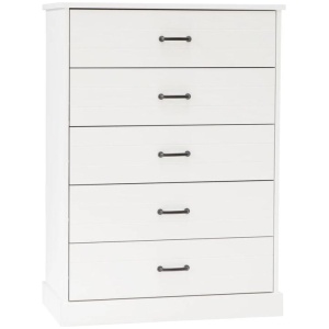 Liberty Modern Wooden Chest Of 5-Drawers Tallboy Storage Cabinet - White