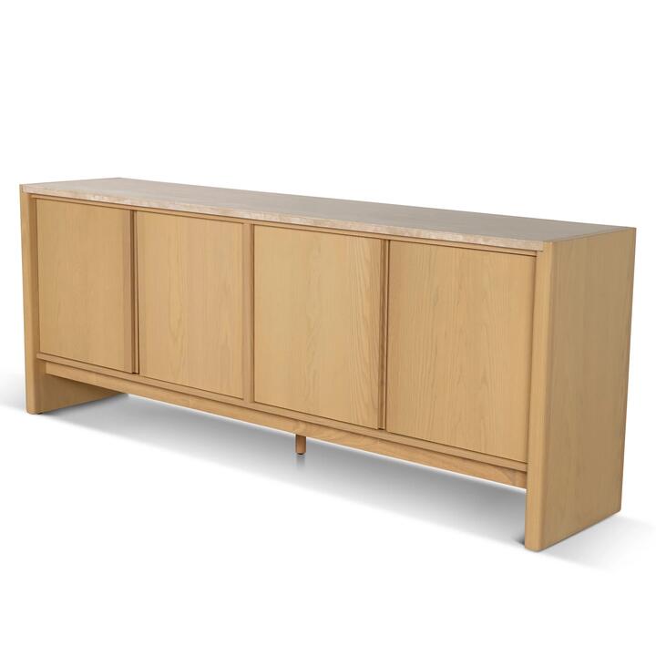 Linden 2.1m Travertine Top Sideboard Unit - Creme Ash by Interior Secrets - AfterPay Available