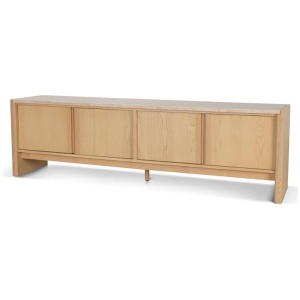 Linden 2.1m Travertine Top TV Entertainment Unit - Creme Ash by Interior Secrets - AfterPay Available
