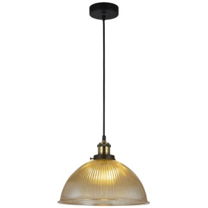 Livia Hanging Pendant Lamp Glass Shade - Black / Amber