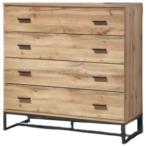 Logen Wooden Chest Of 5-Drawers Storage Cabinet Tallboy Wotan Oak/Black