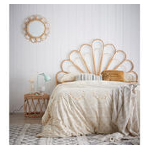 Lombok Double Rattan Bedhead Neutral